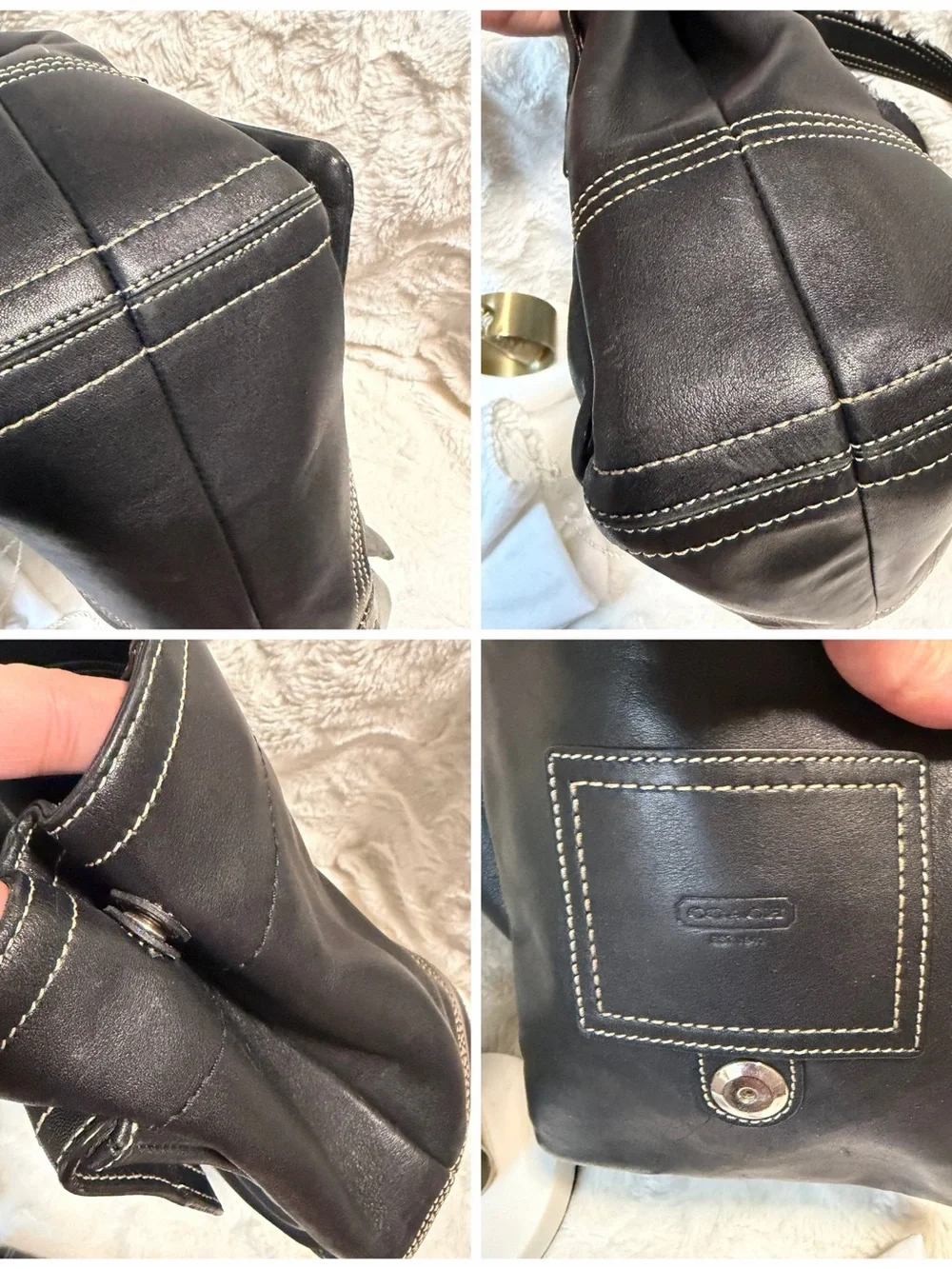 Amazing Y2K Coach SoHo bundle Black Leather Brief Tote with Matching Wallet